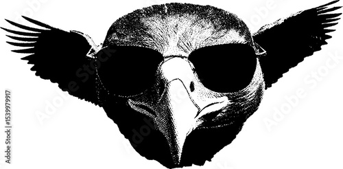 Bold eagle with glasses and tattoo-style design for artistic concepts