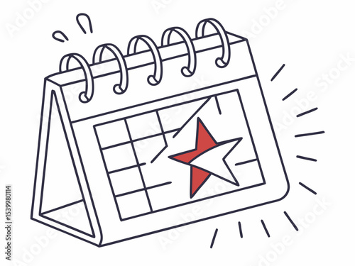 Creative Minimal Line Icon Of A Calendar With A Star Marki Design