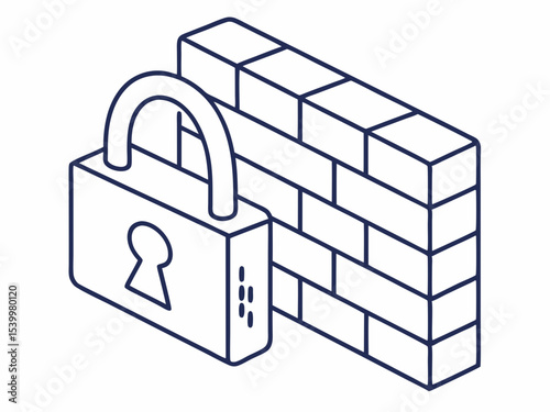 Creative Minimal Line Icon Of A Lock With A Keyhole And Fir Icon