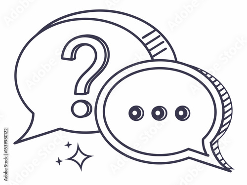 Creative Clean Line Art Icon Of A Chat Bubble With A Quest Vector