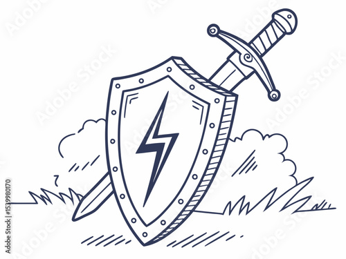 Creative Minimal Vector Icon Of A Shield With A Lightning Icon
