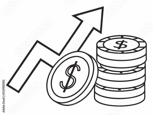 Creative Simple Line Art Icon Of A Stack Of Coins With An U Design