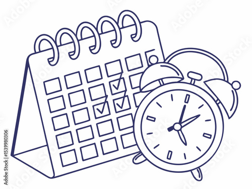 Elegant Minimal Vector Icon Of A Calendar With A Clock An Vector