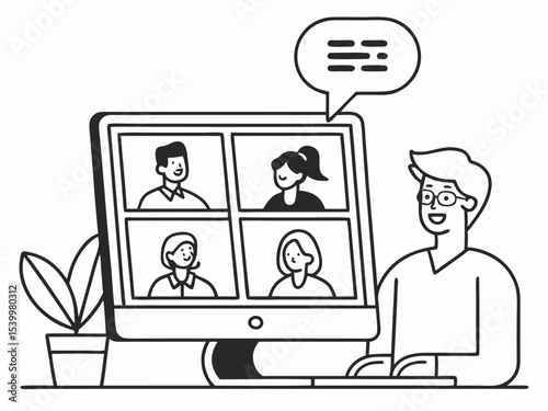 Elegant Minimalist Vector Icon Showing A Video Conference Icon
