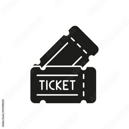 Ticket Stub Solid Icon. Event Entry, Admission, And Access Pass Silhouette Symbol. Ticketing And Entertainment Concept. Isolated Vector Illustration
