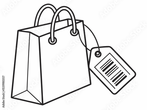 Elegant Simple Line Art Icon Of A Shopping Bag With A Pric Symbol