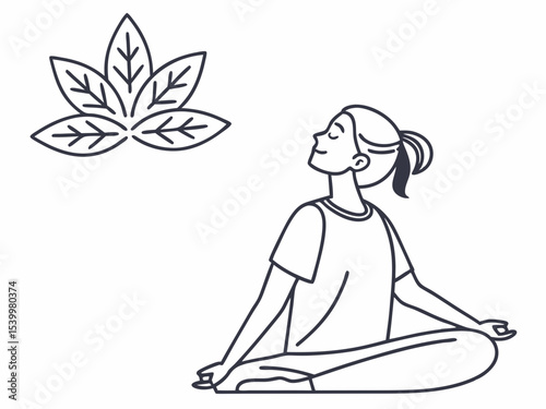 Elegant Simple Linear Icon Of A Meditating Person Sitting Symbol