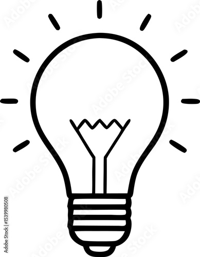Bulb Idea Icon Line Art Vector Illustration With White Background