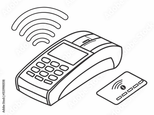Minimalist Simple Line Art Icon Of A Credit Card Terminal Wit Icon
