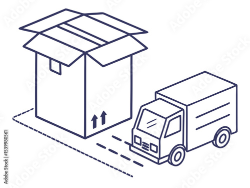 Minimalist Simple Line Art Icon Of A Package Box With A Deliv Icon