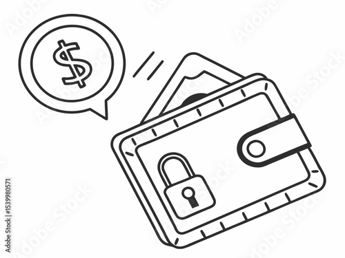 Modern Minimal Line Art Icon Of A Digital Wallet With A S Illustration