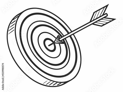 Modern Clean Line Art Icon Of A Target With An Arrow Hitt Vector