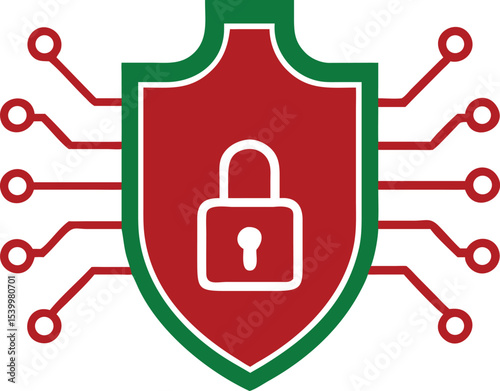 Digital shield with padlock representing secure technology and ai protection