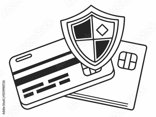 Professional Minimal Line Art Icon Of A Credit Card With A Shie Design