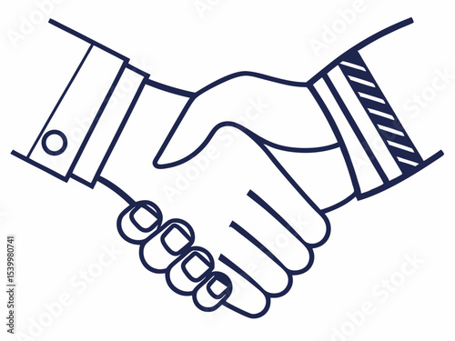 Professional Minimal Line Art Icon Of A Handshake Symbolizing Vector