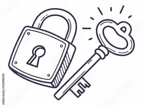 Professional Minimal Line Icon Of A Padlock With A Key Symbol Symbol