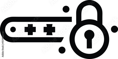 Sleek black silhouette design of an encrypted modern lock with code or keypad