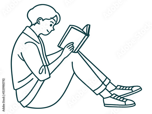 Professional Minimal Vector Icon Of A Person Reading A Book Re Vector