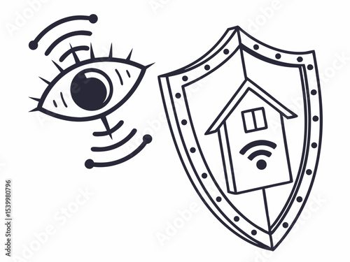 Professional Minimal Vector Icon Of A Shield With An Eye Symbol Illustration