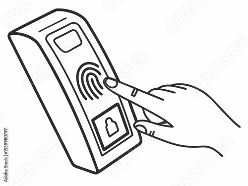 Professional Minimal Line Icon Of A Finger Pressing A Biometric Icon