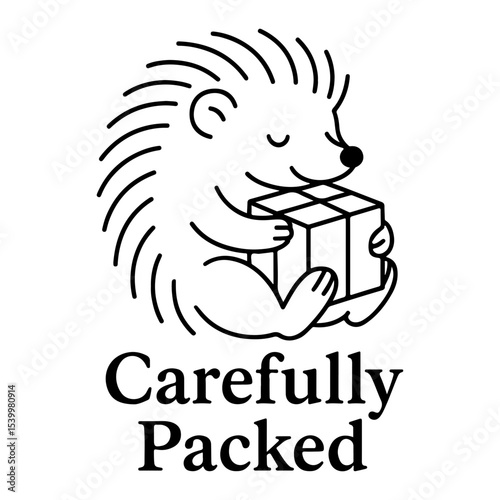 Carefully Packed Hedgehog SVG – Cute Shipping Label or Sticker Design for Small Business Packaging