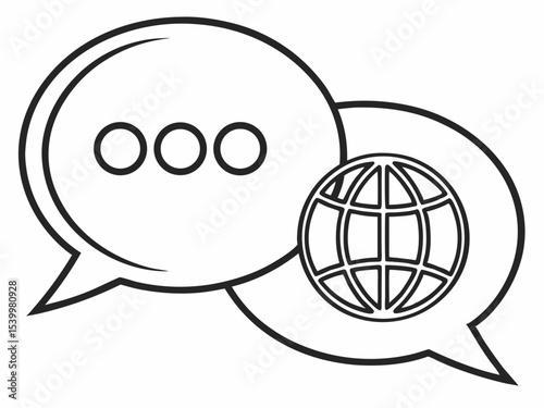 Stylish Clean Line Art Icon Of A Speech Bubble With Ellips Vector