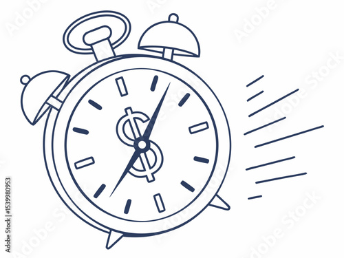 Stylish Minimal Line Icon Of A Clock With A Dollar Sign Vector