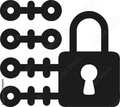Black silhouette of a modern encrypted lock symbolizing security and artificial intelligence