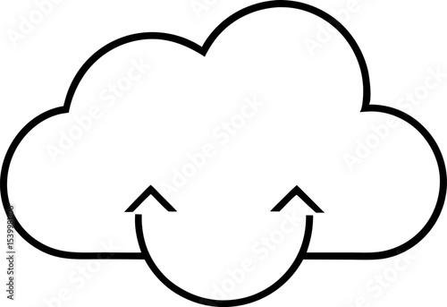 Cloud Sync Icon Line Art Vector Illustration With White Background