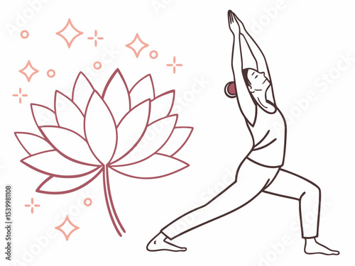 Stylish Simple Linear Icon Of A Yoga Pose With A Lotus Flo Vector