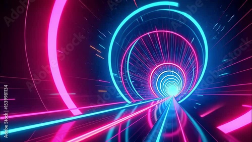 Wallpaper Mural Futuristic color neon tunnel for transport, Sci-Fi big City, scientific virtual reality town, AI Generative Torontodigital.ca