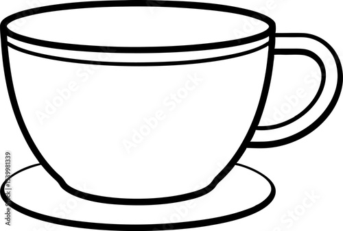 Cup Line Art Vector Illustration With White Background