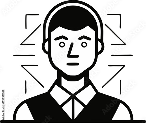 Face Recognition Icon Line Art Vector Illustration