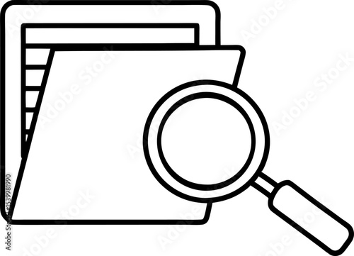 File With Magnifying Glass Icon Line Art Vector Illustration