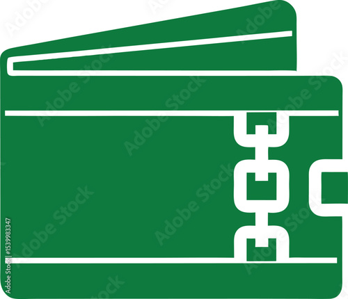 Green minimalist wallet icon suitable for digital payments and financial applications