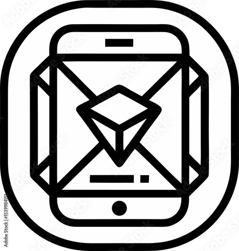 Mobile App Icon Line Art Vector Illustration 