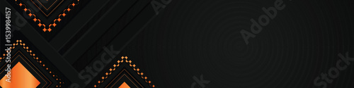 Black background with orange gradient glitter geometric shape banner and cover design