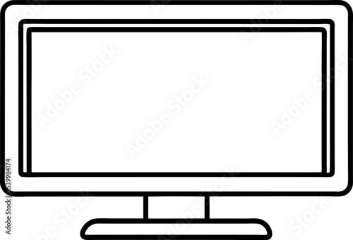 Monitor Screen Line Art Vector Illustration With White Background