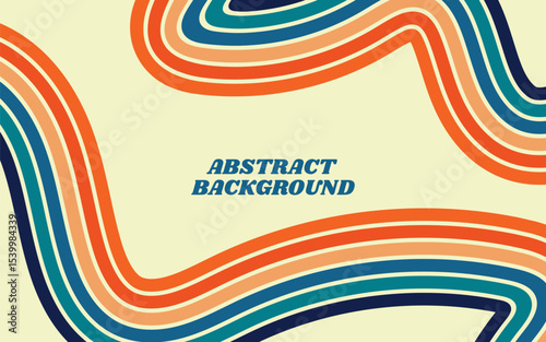 Abstract background of rainbow groovy Wavy Line design in Retro style. Vector