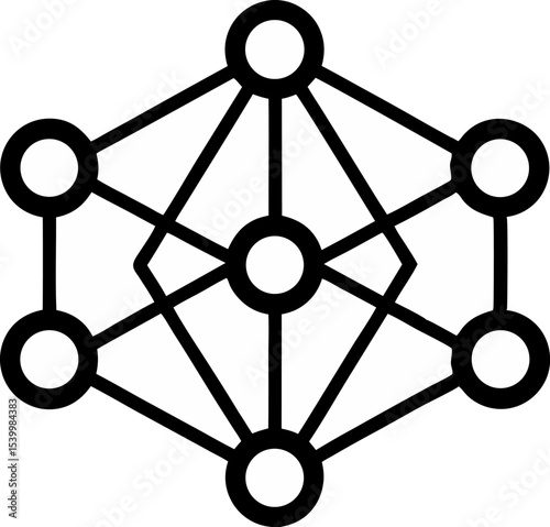 Network Connection Icon Line Art Vector Illustration