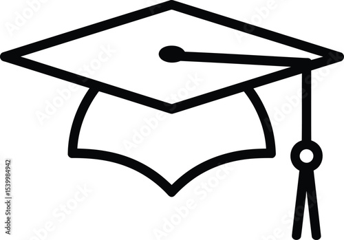 Graduation Cap Icon Simple Line Art for Education, Success, and Achievement Illustrations