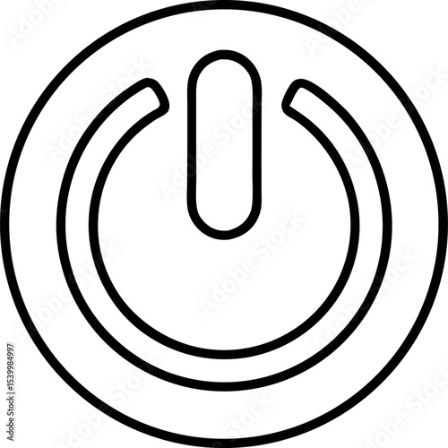 Power Button Icon Line Art Vector Illustration With White Background