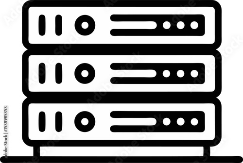 Server Rack Icon Line Art Vector Illustration 