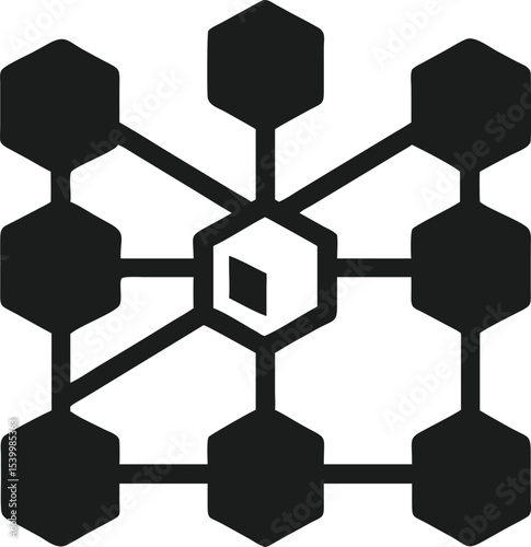 Interconnected decentralized network showing artificial intelligence and future technology
