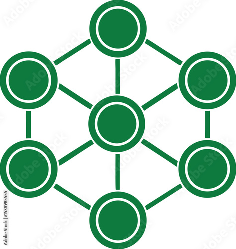 Green geometric network design depicting connectivity with transparent background