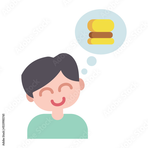 hungry icon. thinking of eating a burger. stock illustration