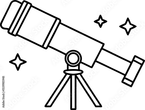 Telescope Vision Icon Line Art Vector Illustration