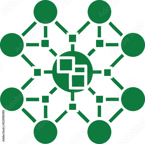 Green neural network illustration representing ai artificial intelligence and technology