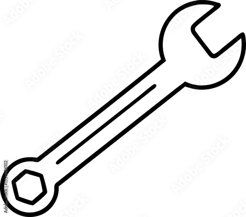 Tool Wrench Icon Line Art Vector Illustration With White Background