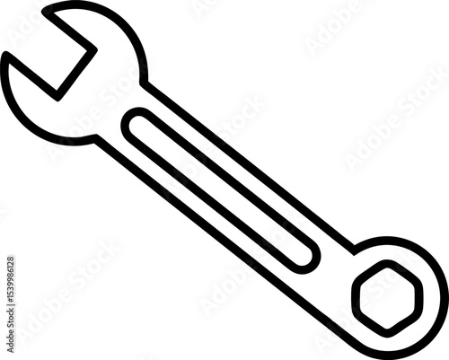 Tool Wrench Icon Line Art Vector Illustration With White Background